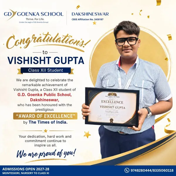 A Moment of Pride: Vishisht Gupta Receives the Award of Excellence