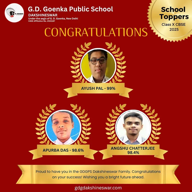 CBSE results 2025 achiever at GD Goenka CBSE school in North Kolkata