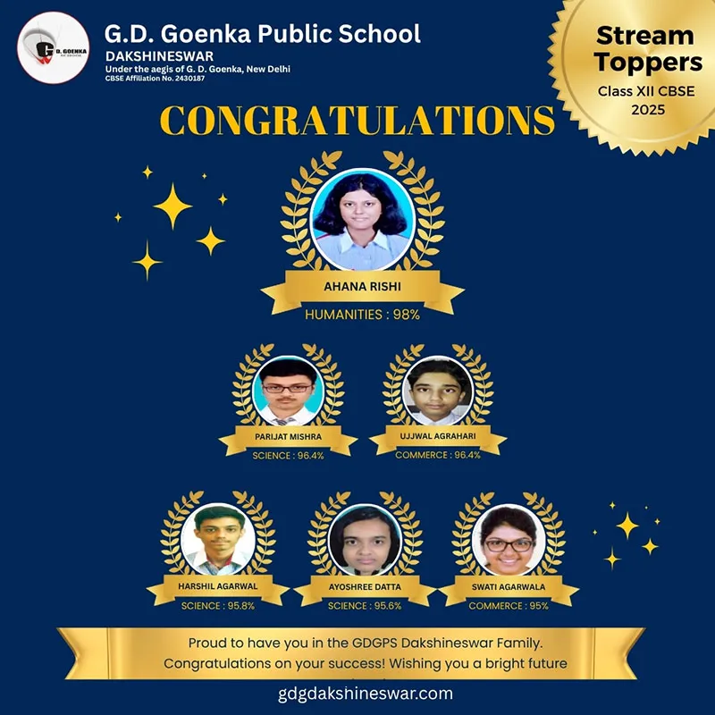 Top scorer 2025 from GD Goenka Public School - CBSE school in North Kolkata